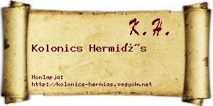 Kolonics Hermiás névjegykártya